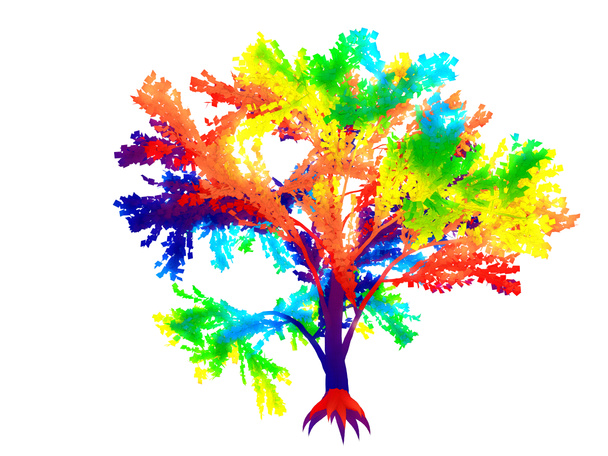 rendering 3d di un albero colorato arcobaleno isolato su sfondo bianco
 - Foto, immagini