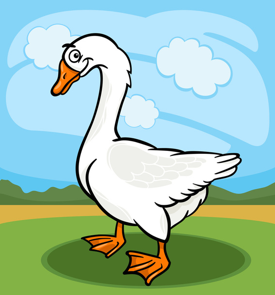 goose bird farm animal cartoon illustration - Vector, imagen