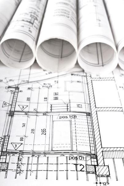 Architectural blueprint technical project drawings - Foto, Imagem