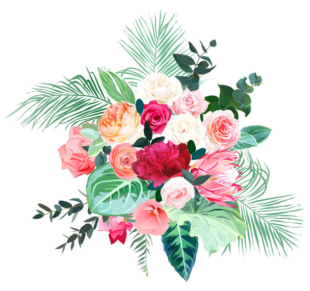 tropische kühne Farbe Hochzeit Vektor Design Bouquet - Vektor, Bild