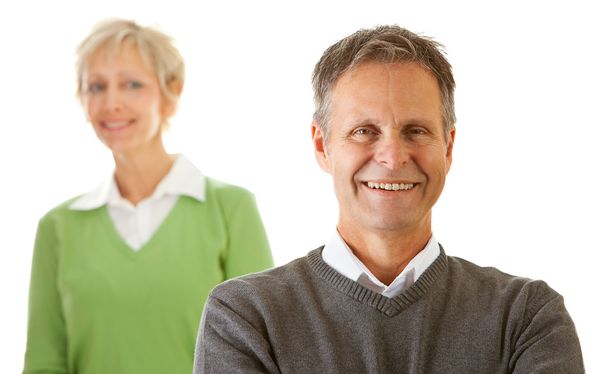 Couple: Mature Man with Wife Behind - Photo, Image