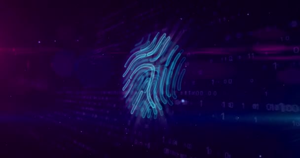Digitale vingerafdruk symbool op digitale achtergrond. Technologie voor persoonlijke identificatie met hand vinger beveiliging systeem abstract concept. - Video