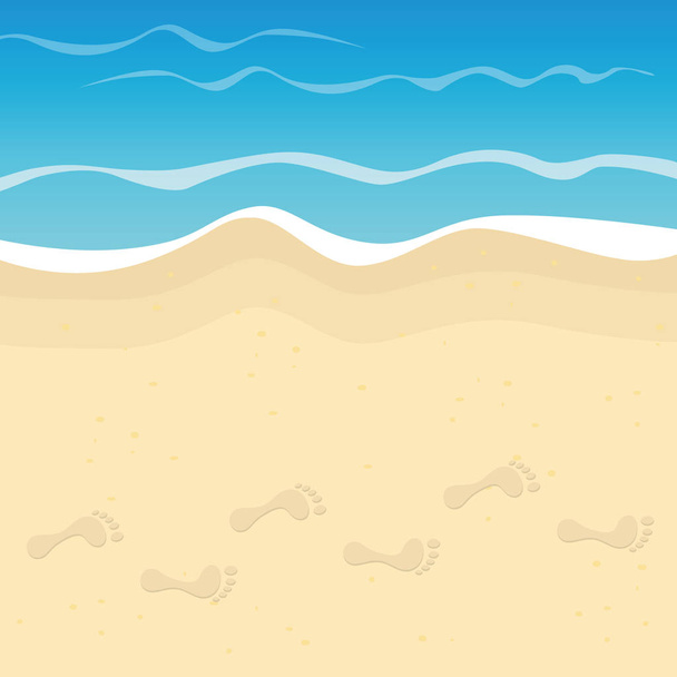 footprints on the beach summer holiday background - Vector, Image