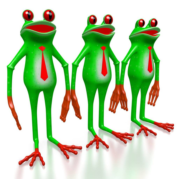 3D kreskówki biznes żaby z więzi. - Zdjęcie, obraz