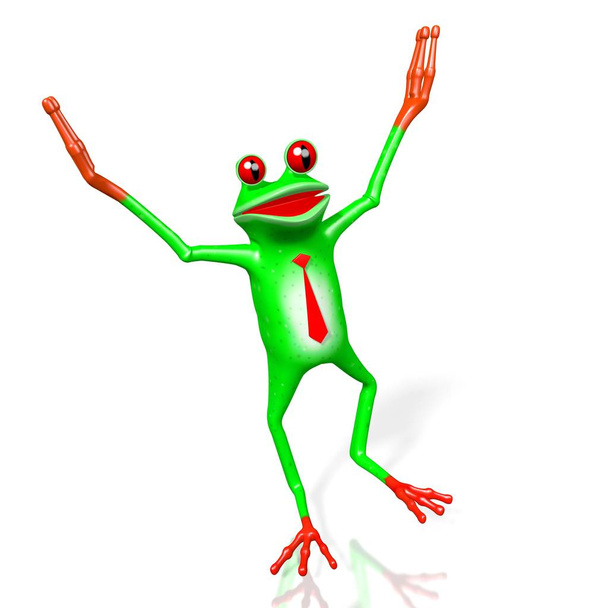 3D kreskówki biznesmen żaba z krawatem. - Zdjęcie, obraz