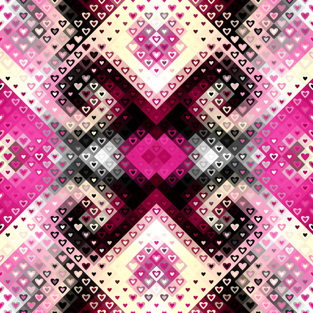 Geometric abstract low poly pattern with hearts. - Vector, afbeelding