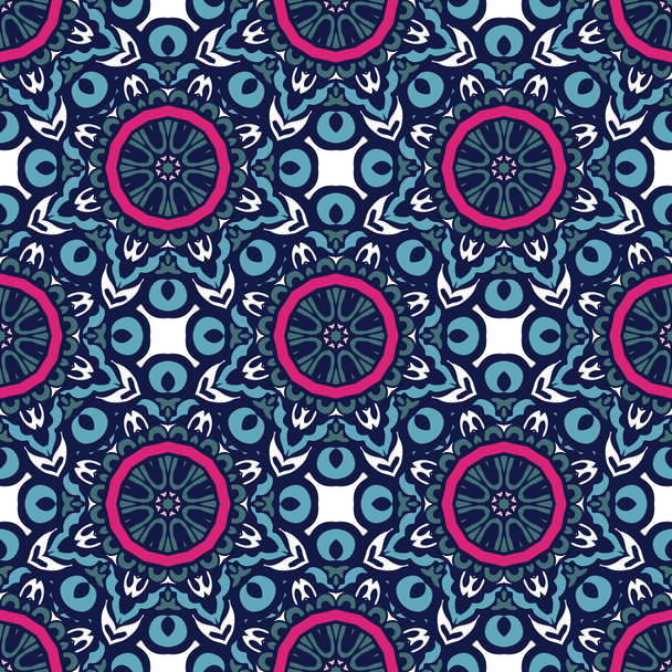 geflieste ethnische Muster für Stoff. abstrakte geometrische Mosaikkreise nahtloser Hintergrund - Vektor, Bild
