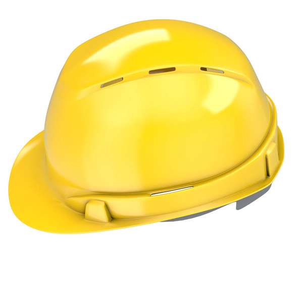 casco da costruzione giallo su uno sfondo bianco isolato. Illustrazione 3d
 - Foto, immagini