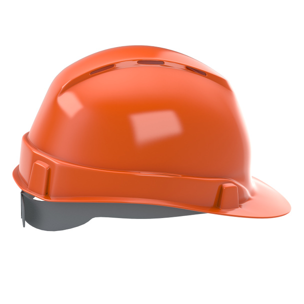 casque de construction orange sur un fond blanc isolé. Illustration 3d
 - Photo, image