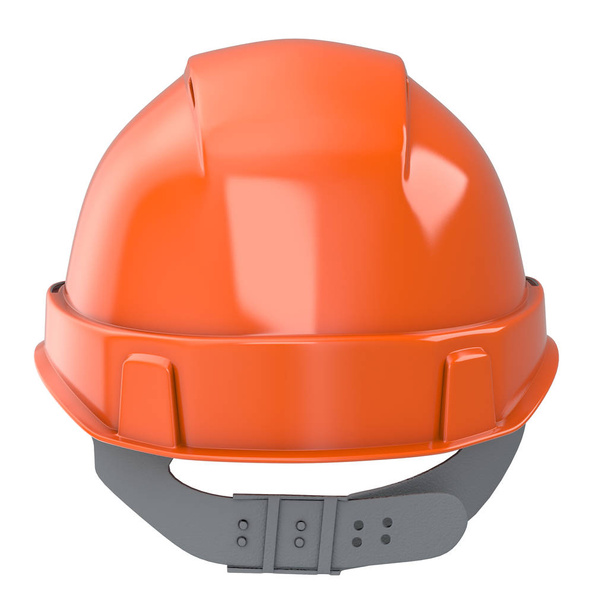 строительный шлем оранжевый на изолированном белом фоне. 3d иллюстрация
 - Фото, изображение