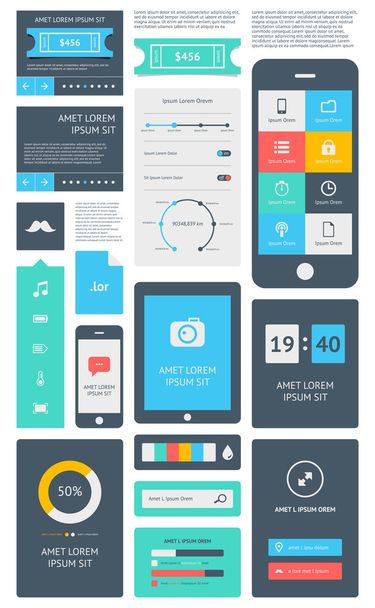 UI is a set of beautiful components featuring the flat design trend - Вектор, зображення