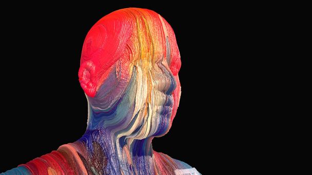 3D-Darstellung. Kopf Mensch zertrümmert Porträt - Foto, Bild