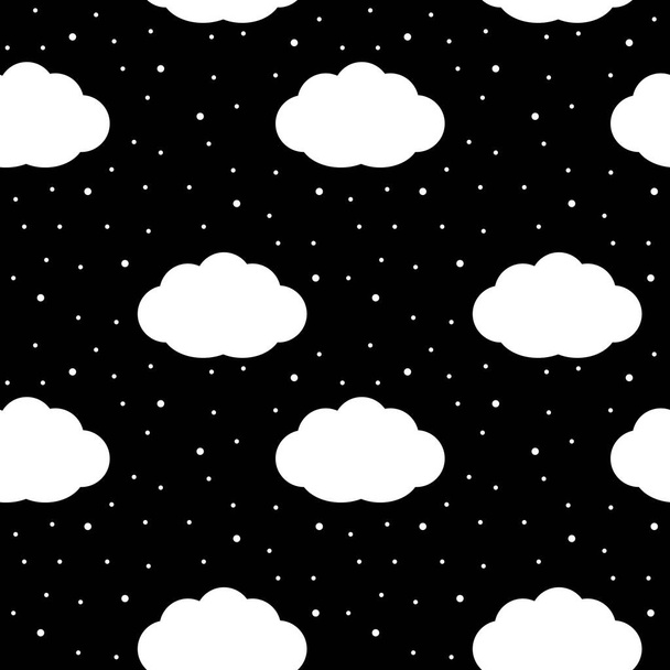 padrão preto com nuvens de neve
 - Vetor, Imagem