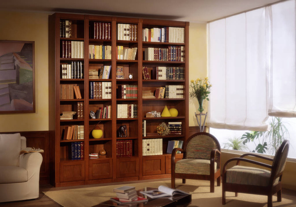 Environnement avec mobilier de bibliothèque
 - Photo, image