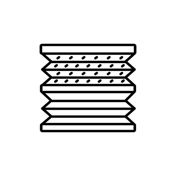 Schwarz-Weiß-Vektorillustration doppelfaltiger Jalousien. Liniensymbol des horizontalen Fenstervorhangs Jalousie. isoliertes Objekt auf weißem Hintergrund - Vektor, Bild