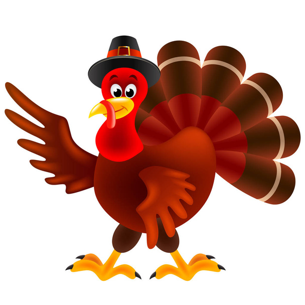 Dessin animé jour de Thanksgiving dinde isolé sur l'illustration vectorielle blanche
 - Vecteur, image