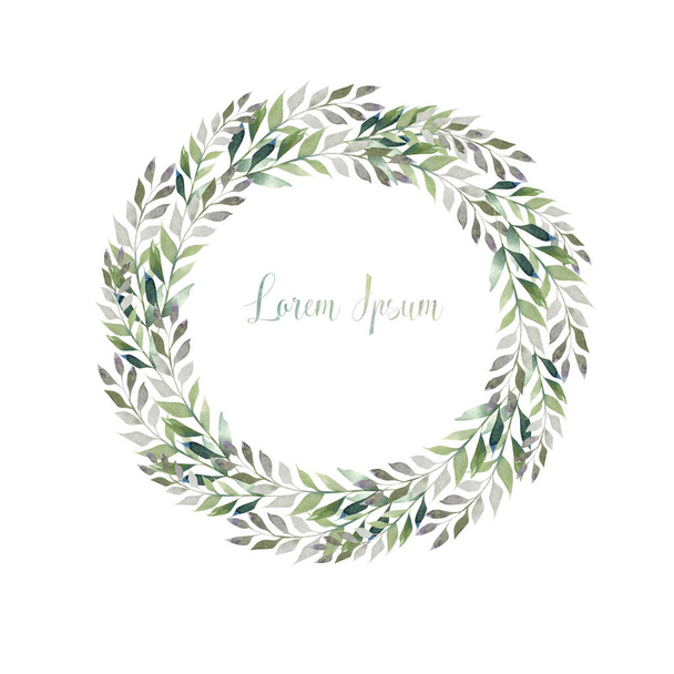 Beautiful Watercolor wreath with eucalyptus leaves.  - Photo, Image