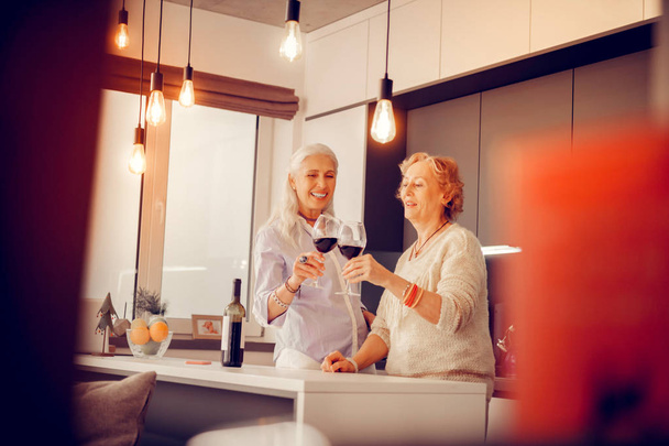 Nice aged women standing together in the kitchen - Zdjęcie, obraz