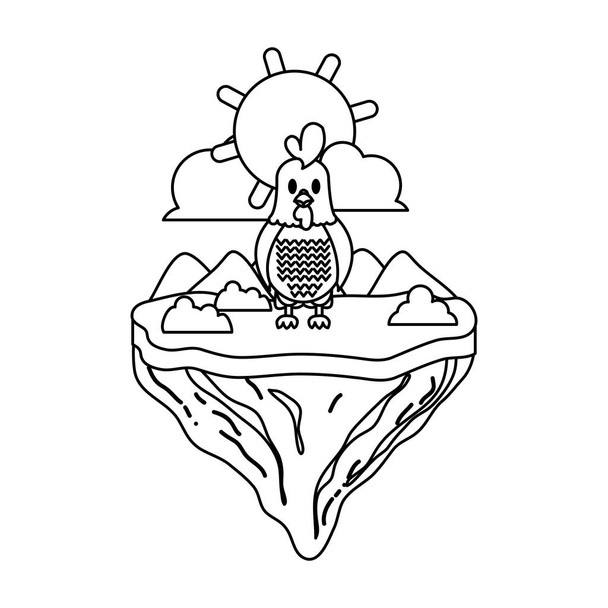 satır erkek horoz hayvan float Adası vektör çizim - Vektör, Görsel