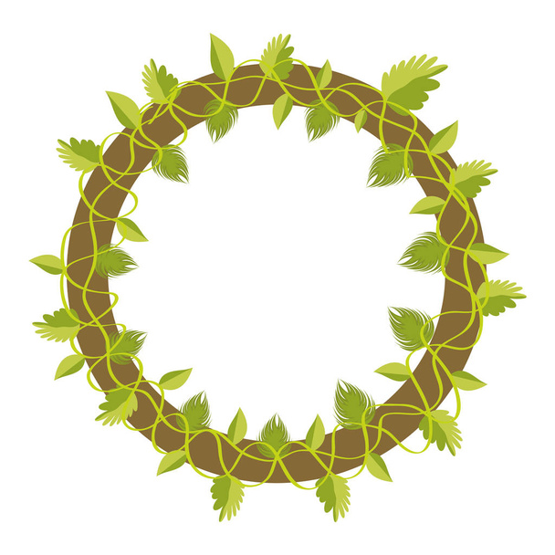 circle tropical leaves style plants vector illustration - Vektori, kuva