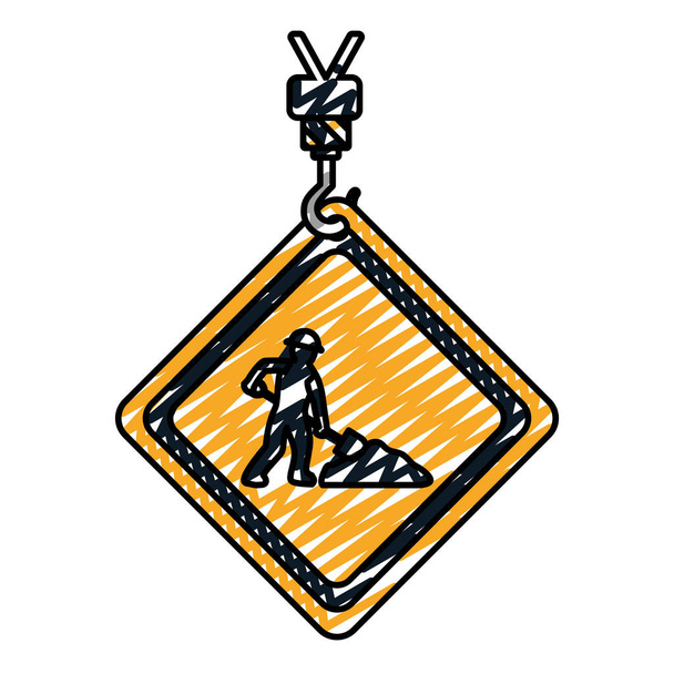 doodle cautela diamante emblema com trabalhador e pá vetor ilustração
 - Vetor, Imagem