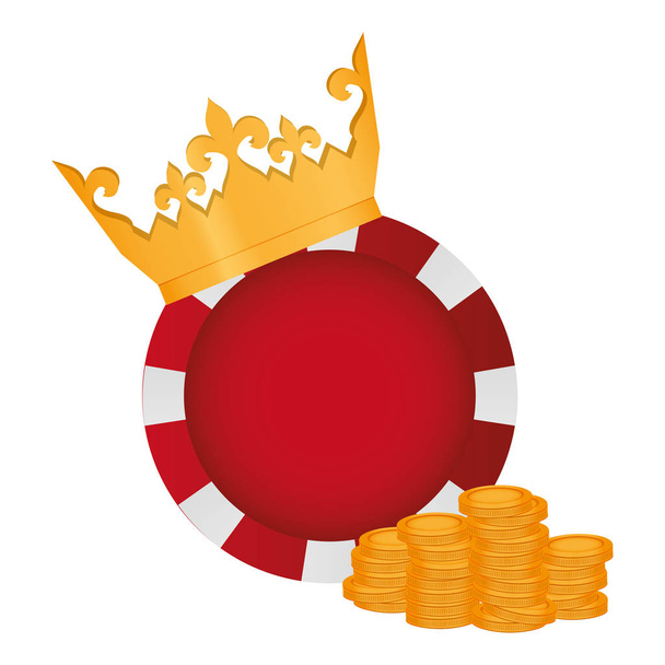 Krone mit Einsatz und Münzen zur Vektor-Illustration des Casinospiels - Vektor, Bild