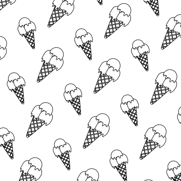 line ice cream with three balls background vector illustration - Vector, Image