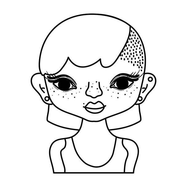 línea loca mujer con peinado corto y la ilustración vector blusa
 - Vector, Imagen