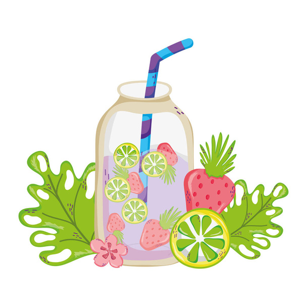 friss smoothie italok, egzotikus növények vektoros illusztráció - Vektor, kép