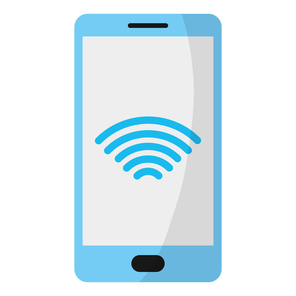 smartphone technology with wifi data device vector illustration - Vector, afbeelding