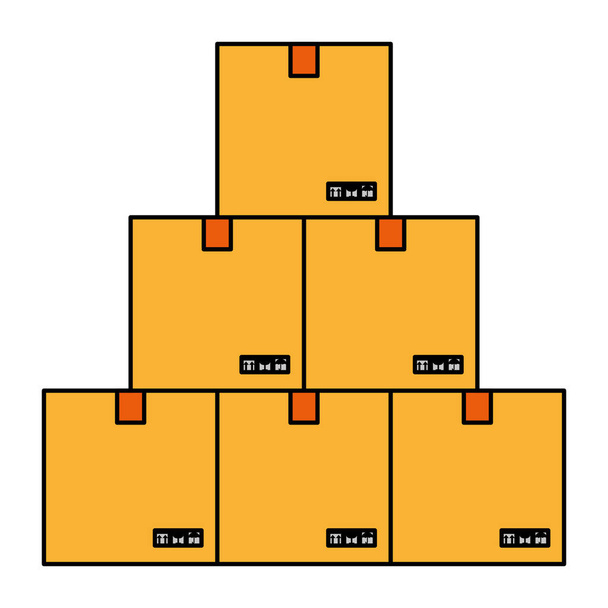 кольорові коробки доставки упаковки продукти порожні Векторні ілюстрації
 - Вектор, зображення
