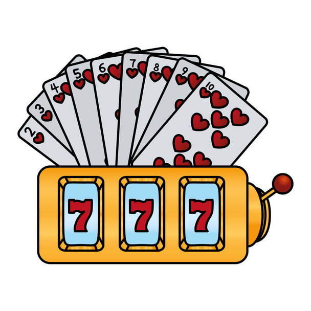 Farbige Herzen Karten und Casino Spielautomaten Vektor Illustration - Vektor, Bild