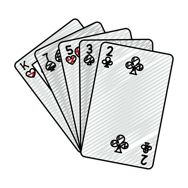 Doodle vysokou kombinaci Kasino karty hry vektorové ilustrace - Vektor, obrázek