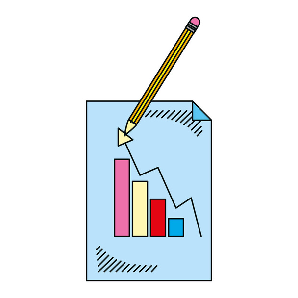 statistics bar growing in the paper and pencil vector illustration - Vector, Image