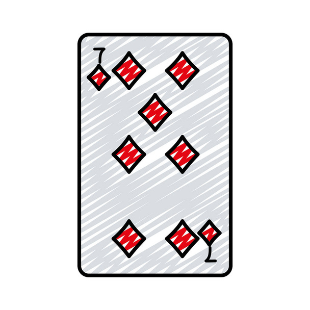 7 dimonds のカジノは、ゲームのベクトル イラストをカードに落書き - ベクター画像