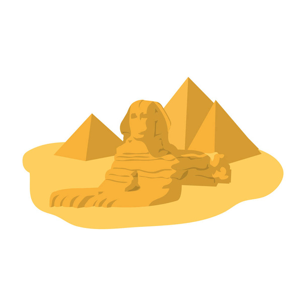 ünlü giza Mısır heykel piramitler illüstrasyon vektör - Vektör, Görsel