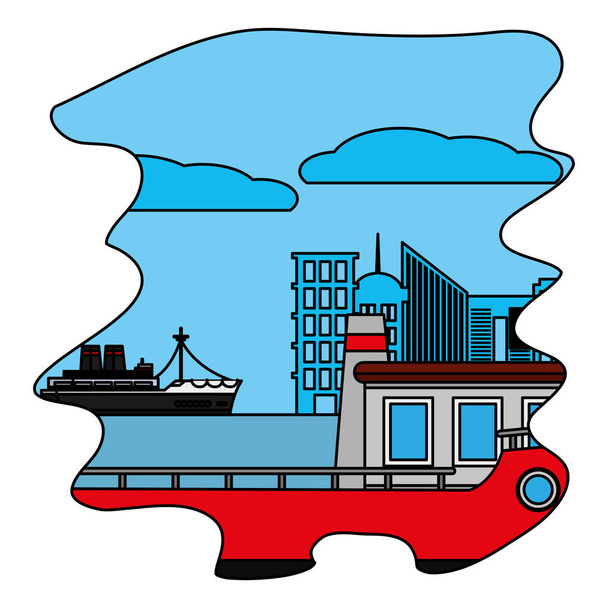 colore lato navi consegna trasporto in mare vettoriale illustrazione
 - Vettoriali, immagini
