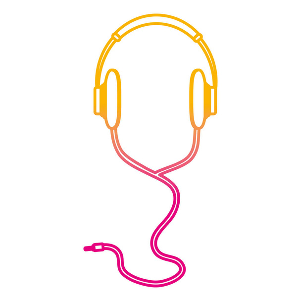 auriculares estéreo línea degradada escuchar música tecnología vector ilustración
 - Vector, imagen