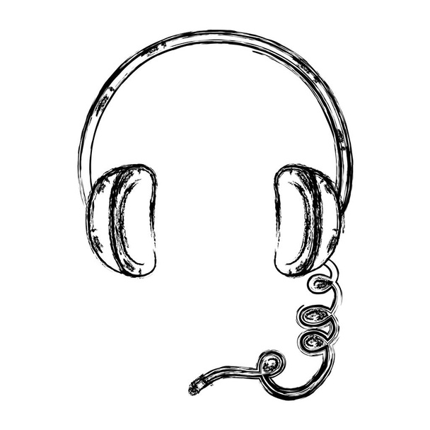Grunge-Kopfhörer moderne Musik-Audio-Technologie Vektorillustration - Vektor, Bild