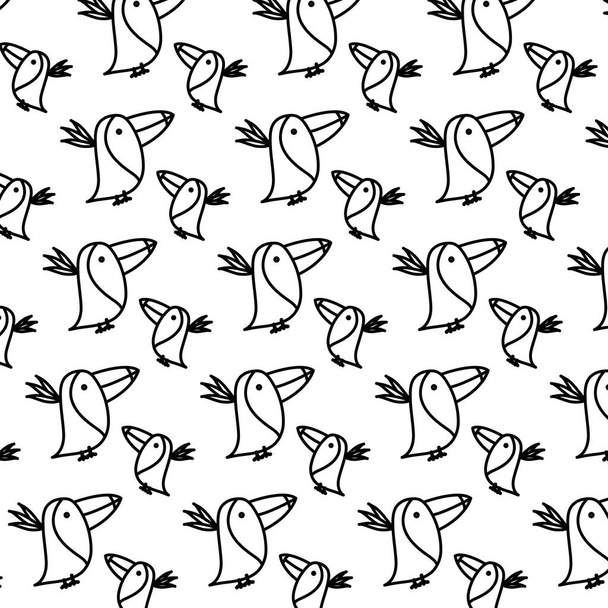 line adorable toucans wild animal background vector illustration - Vector, Image