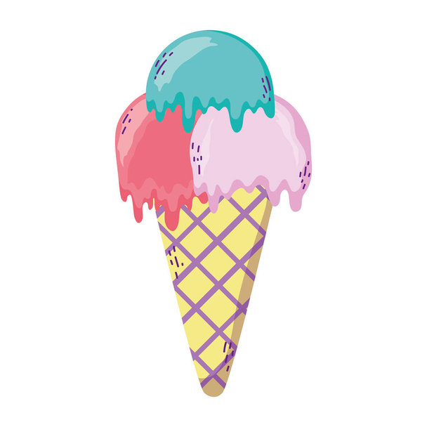 3 つのボールのベクトル図と甘いアイスクリーム - ベクター画像