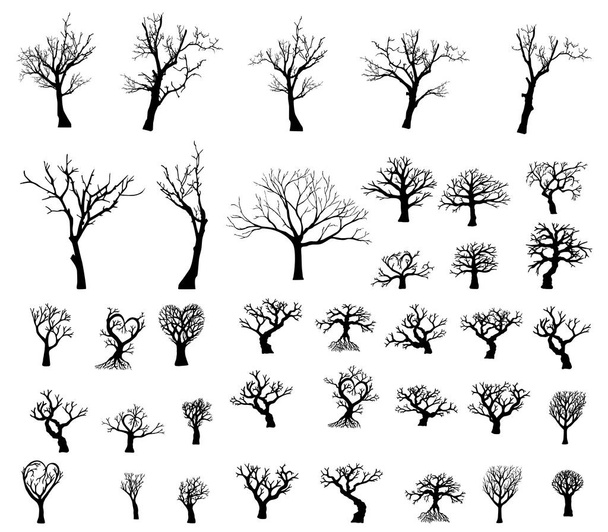 Grote collectie van silhouetten van de bomen. 38 silhouet van bomen. - Vector, afbeelding