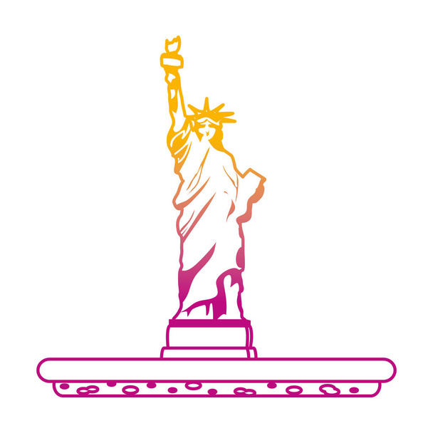 degraded line statue liberty sculpture traditional history vector illustration - Vector, Image