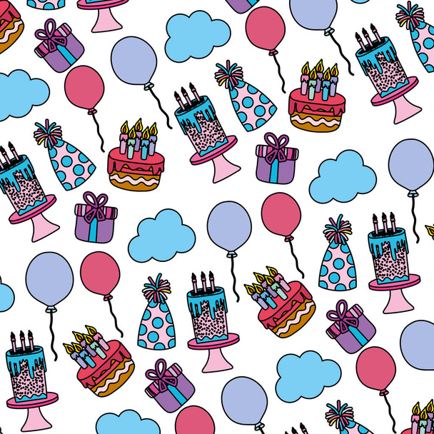 color happy birthday party decoration background vector illustration - Vector, Image