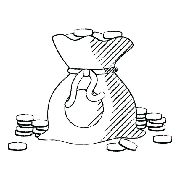 гранж зберегти монети готівкові гроші всередині сумки Векторні ілюстрації
 - Вектор, зображення