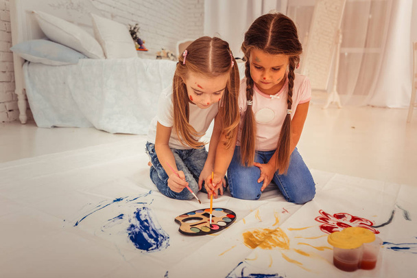 Cute creative girls expressing themselves via art - Photo, image
