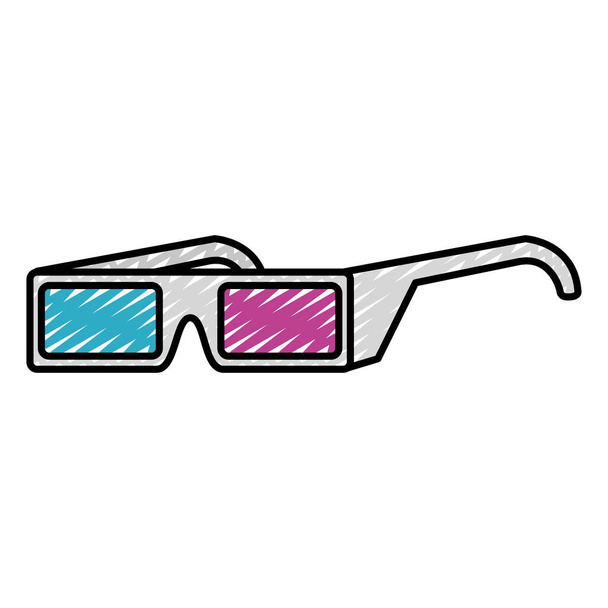 Doodle γυαλιά 3d αντικείμενο εικονογράφηση διάνυσμα ψυχαγωγία σινεμά - Διάνυσμα, εικόνα