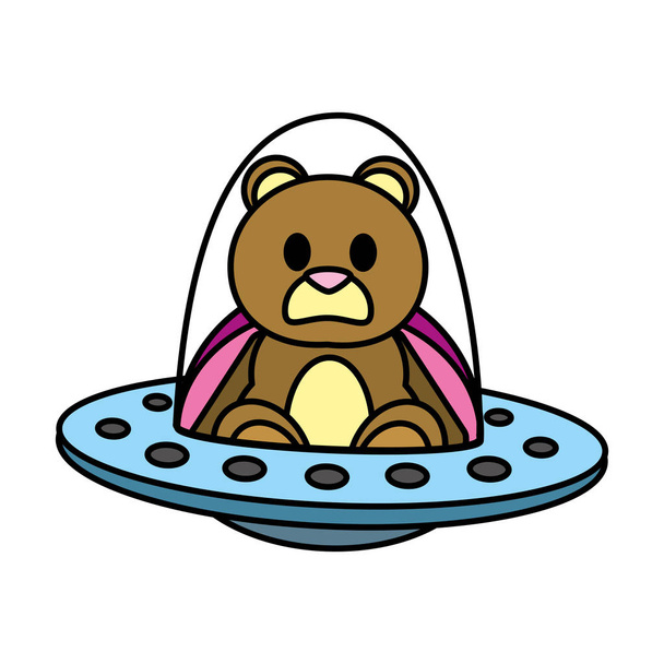kleur bear teddy leuk speelgoed met rammelaar vectorillustratie - Vector, afbeelding