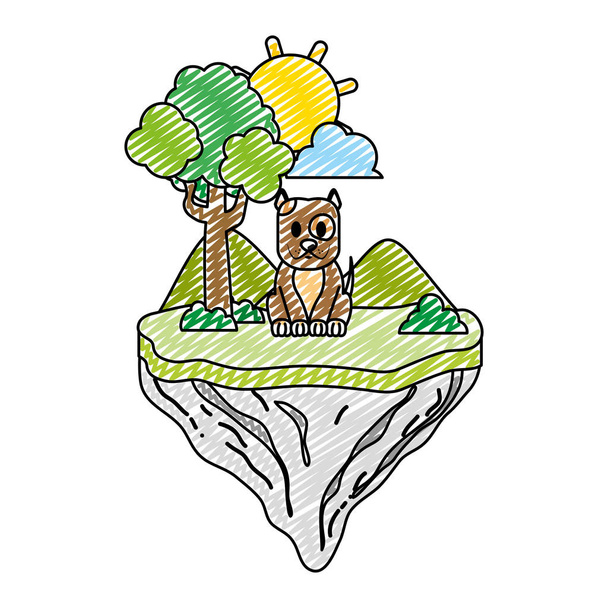 каракулі мила собака на плавучому острові Векторні ілюстрації
 - Вектор, зображення