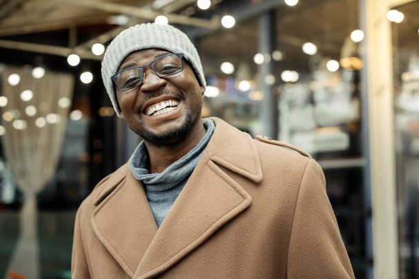 African-American man feeling extremely happy after seeing his wife - Fotografie, Obrázek